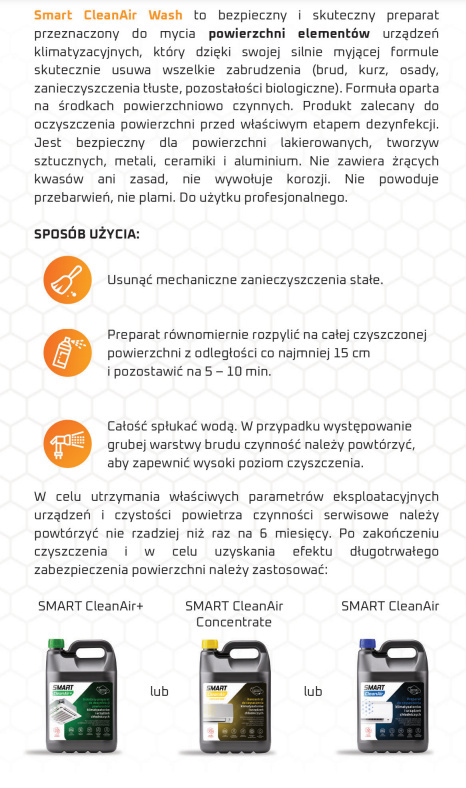 Smart CleanAir WASH 5 l płyn przeznaczony do mycia i czyszczenia klimatyzatorów Smart CleanAir WASH 5 l płyn przeznaczony do mycia i czyszczenia klimatyzatorów